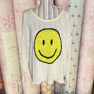 nwot fantastic fawn size large smiley face knit lightweight sweater/cover up